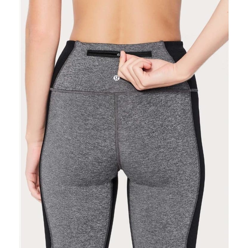 LULULEMON On Your Mark Crop (23") Heathered Black / Black Size 6 Active Running - Picture 4 of 15